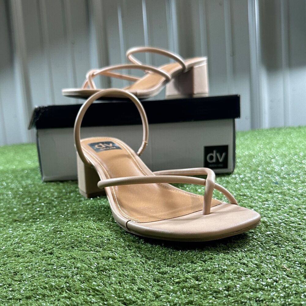 DV Dolce Vita Lumena Women's 8 Nude Tan Strappy Block Heel Sandals NIB